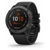 Garmin Fenix 6X Pro Solar Titanium Carbon Gray DLC GPS Horloge Met Zwarte Band