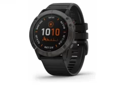 Garmin Fenix 6X Pro Solar Titanium Carbon Gray DLC GPS Horloge Met Zwarte Band