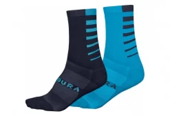 Endura Coolmax Gestreepte Sokken (Set Van 2 Paar) Blauw