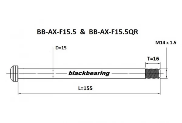 Black-bearing Front Axle Black Bearing Fox Boost QR 15 Mm - 155 - M14x1.5 - 16 Mm 3 Black-bearing Front Axle Black Bearing Fox Boost QR 15 Mm - 155 - M14x1.5 - 16 Mm - Afbeelding 3