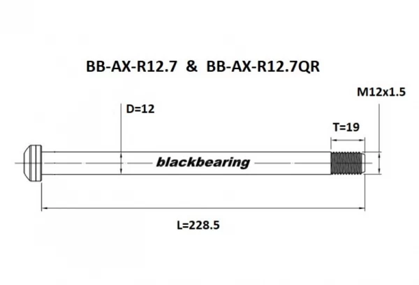 Black-bearing Black Bearing QR Achteras 12 Mm - 222,5 - M12x1,5 - 19 Mm 3 Black-bearing Black Bearing QR Achteras 12 Mm - 222,5 - M12x1,5 - 19 Mm - Afbeelding 3