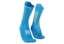 Paar Compressport Pro Racing Socks V4.0 Bike Blue / Yellow