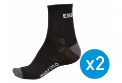 ENDURA 2-Pack Sokken Zwart MERINO